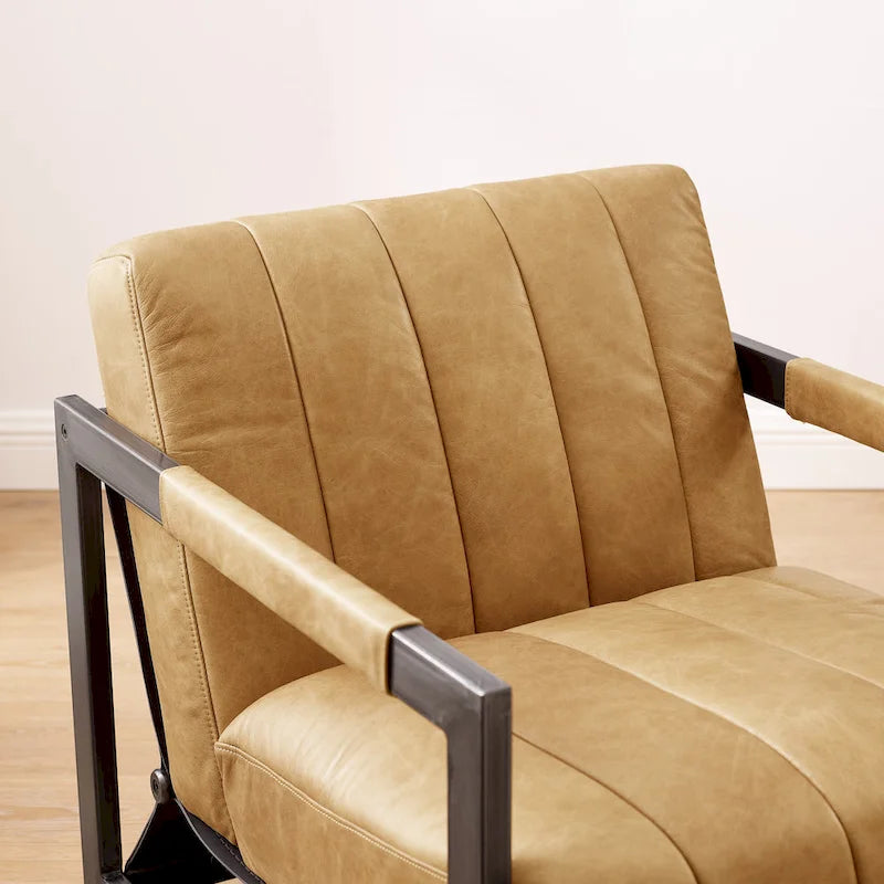 Fauteuil d'appoint Art Leon en cuir véritable