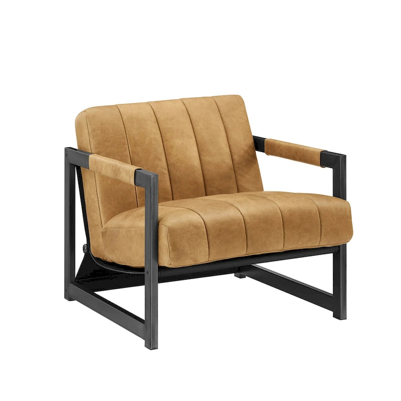 Fauteuil d'appoint Art Leon en cuir véritable