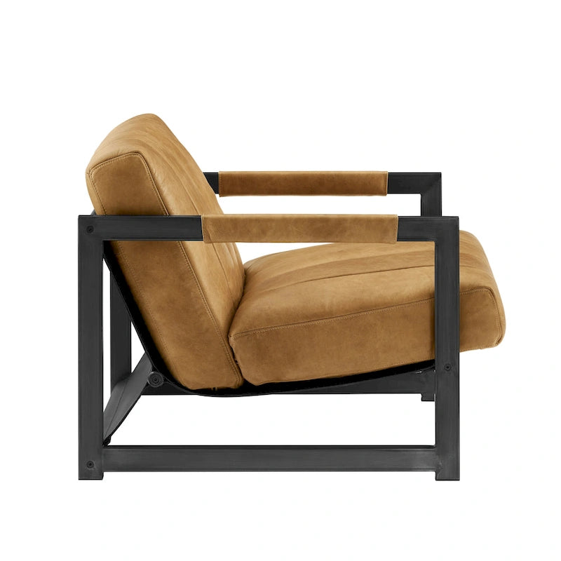 Fauteuil d'appoint Art Leon en cuir véritable