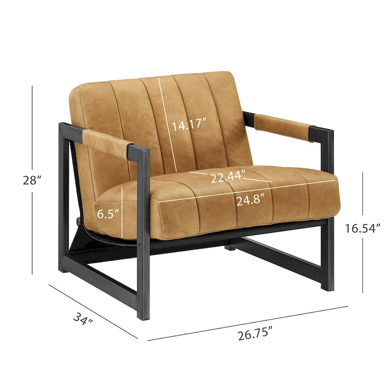 Fauteuil d'appoint Art Leon en cuir véritable