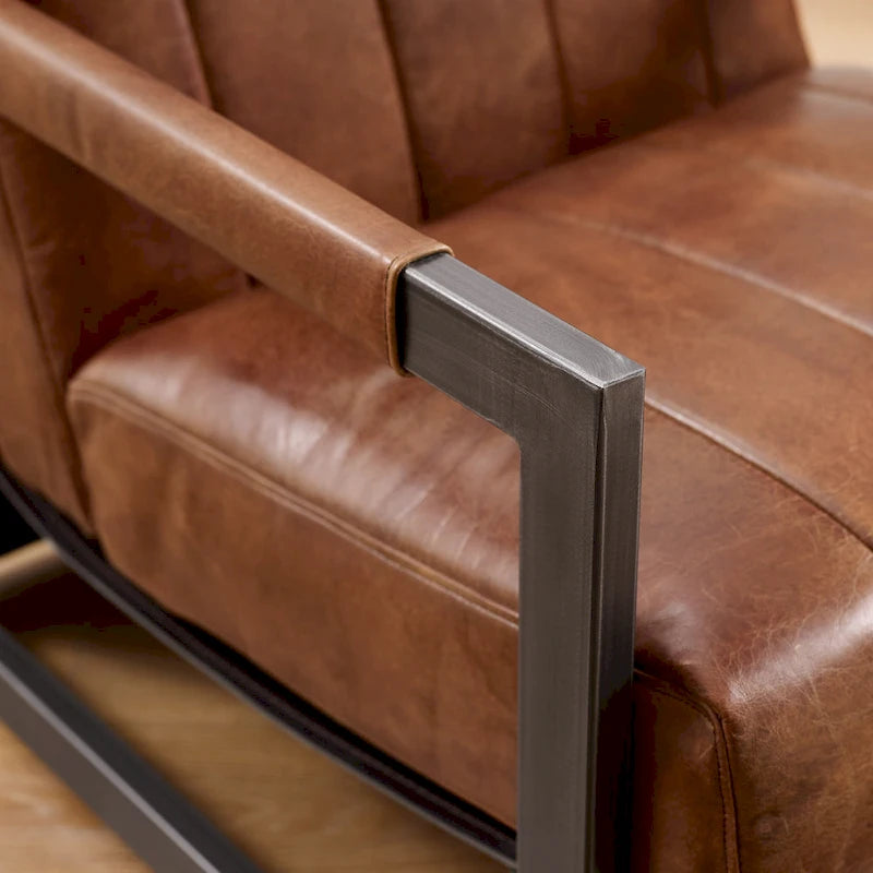 Fauteuil d'appoint Art Leon en cuir véritable