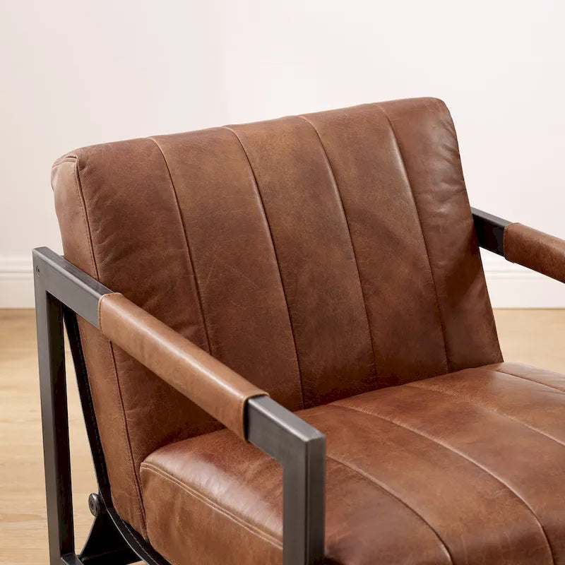 Fauteuil d'appoint Art Leon en cuir véritable