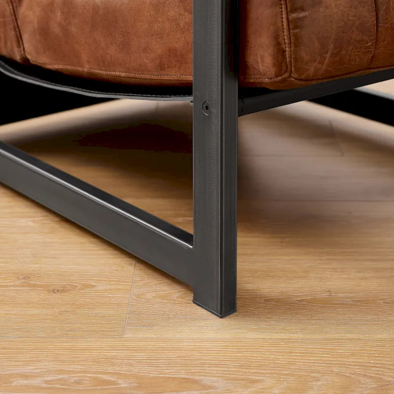 Fauteuil d'appoint Art Leon en cuir véritable
