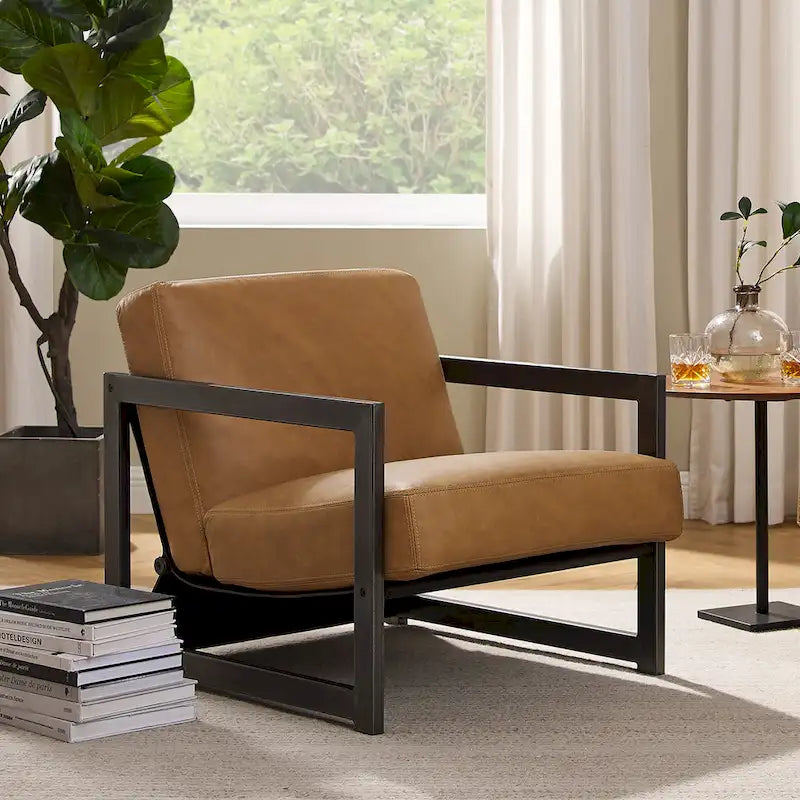 Fauteuil d'appoint Art Leon en cuir véritable