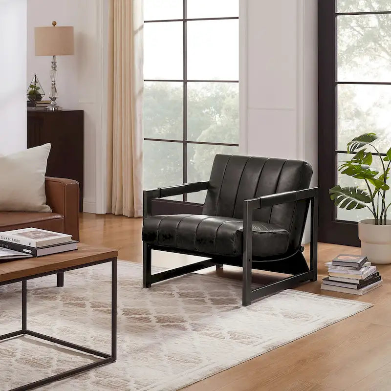 Fauteuil d'appoint Art Leon en cuir véritable