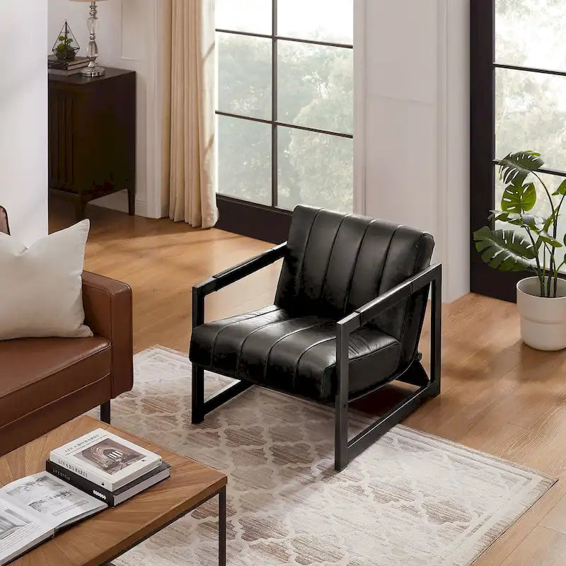 Fauteuil d'appoint Art Leon en cuir véritable