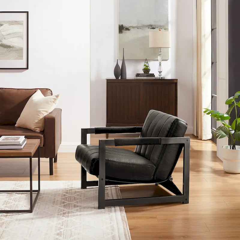 Fauteuil d'appoint Art Leon en cuir véritable