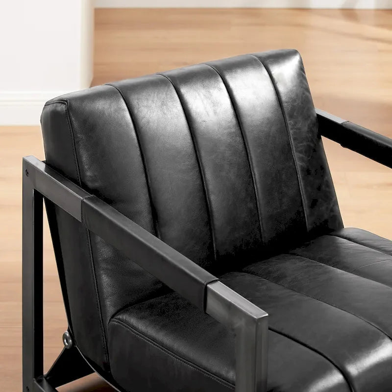 Fauteuil d'appoint Art Leon en cuir véritable