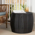 Table d'appoint en résine tressée avec rangement intégré Household Essentials