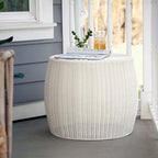 Table d'appoint en résine tressée avec rangement intégré Household Essentials