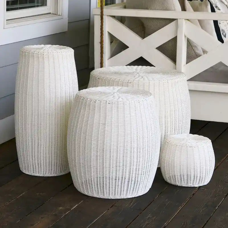 Table d'appoint en résine tressée avec rangement intégré Household Essentials