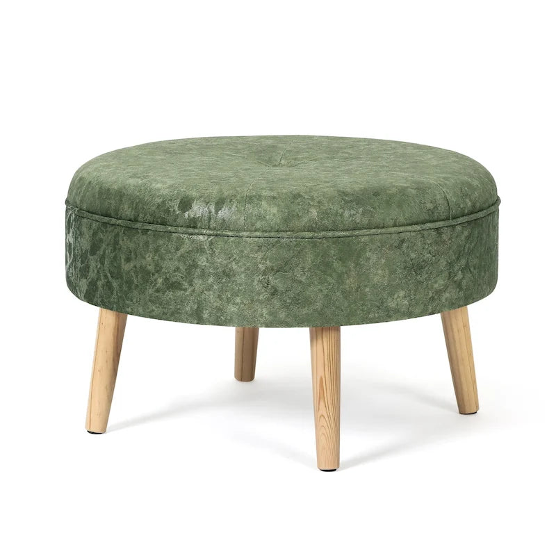 Pouf rond touffeté en tissu Adeco Carrington Juttersbo