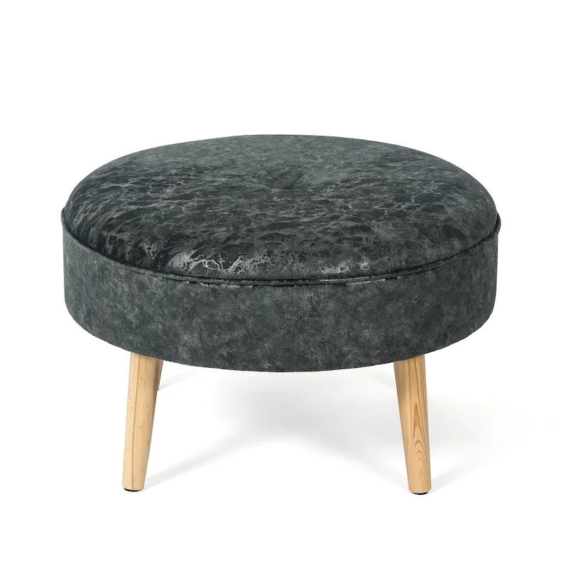 Pouf rond touffeté en tissu Adeco Carrington Juttersbo