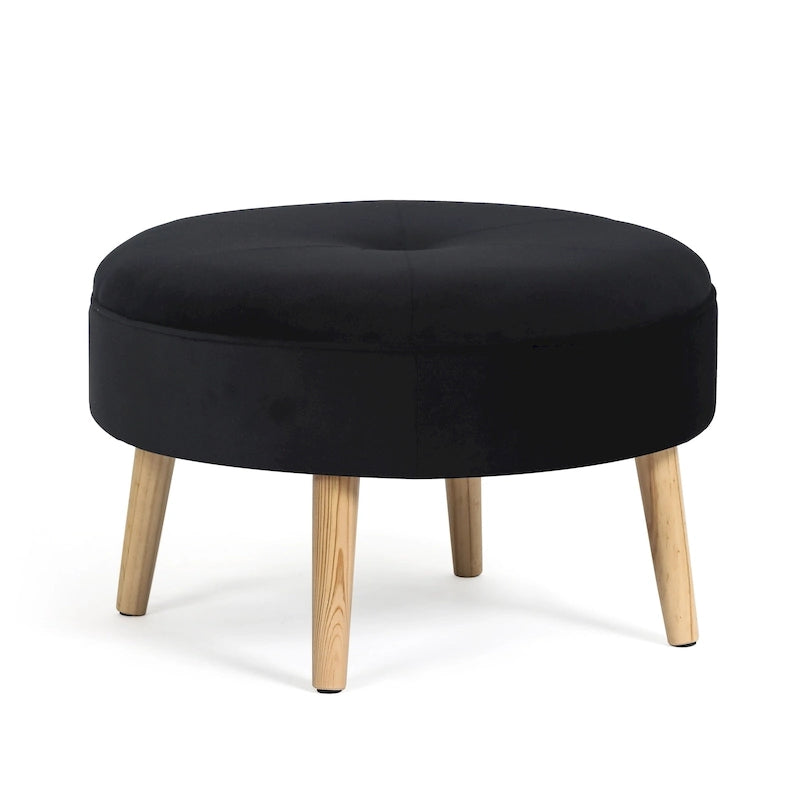 Pouf rond touffeté en tissu Adeco Carrington Juttersbo
