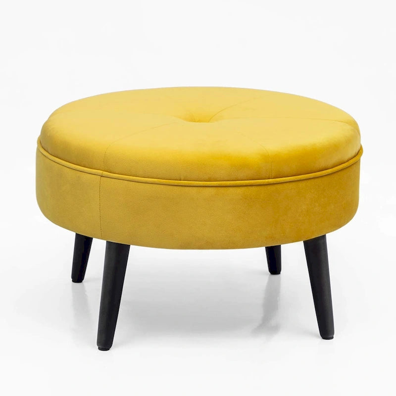 Pouf rond touffeté en tissu Adeco Carrington Juttersbo