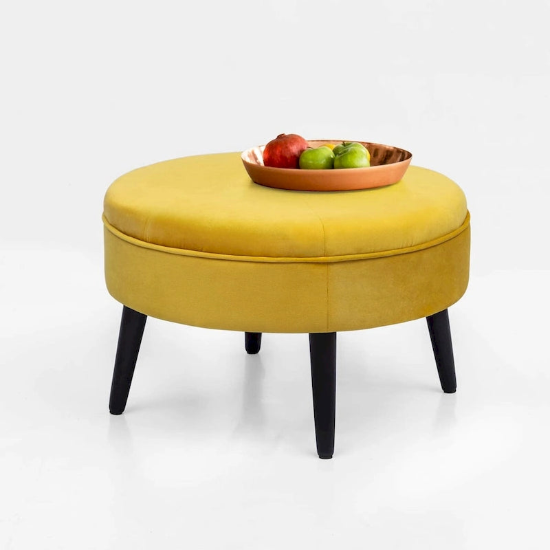 Pouf rond touffeté en tissu Adeco Carrington Juttersbo