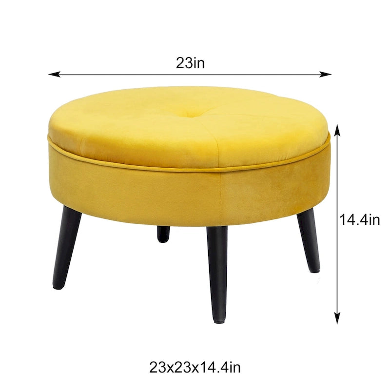 Pouf rond touffeté en tissu Adeco Carrington Juttersbo