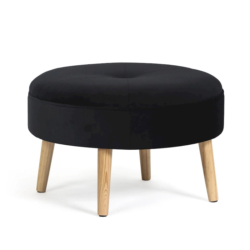 Pouf rond touffeté en tissu Adeco Carrington Juttersbo