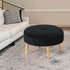 Pouf rond touffeté en tissu Adeco Carrington Juttersbo