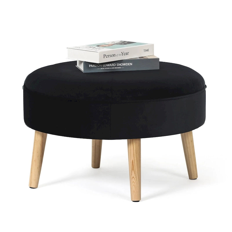 Pouf rond touffeté en tissu Adeco Carrington Juttersbo