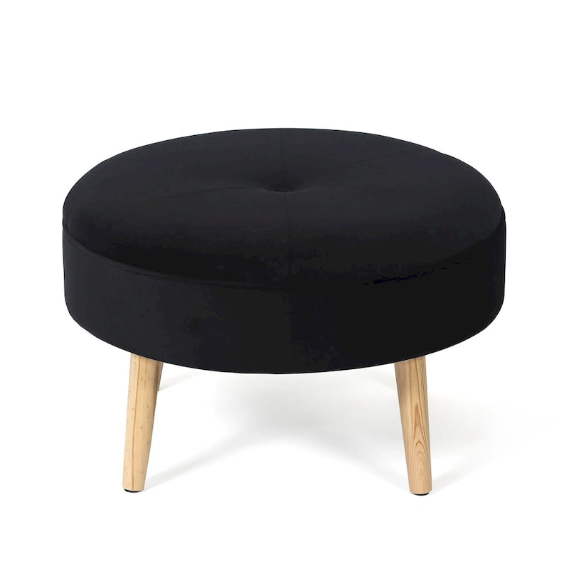 Pouf rond touffeté en tissu Adeco Carrington Juttersbo