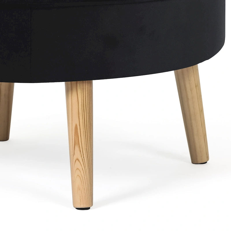 Pouf rond touffeté en tissu Adeco Carrington Juttersbo