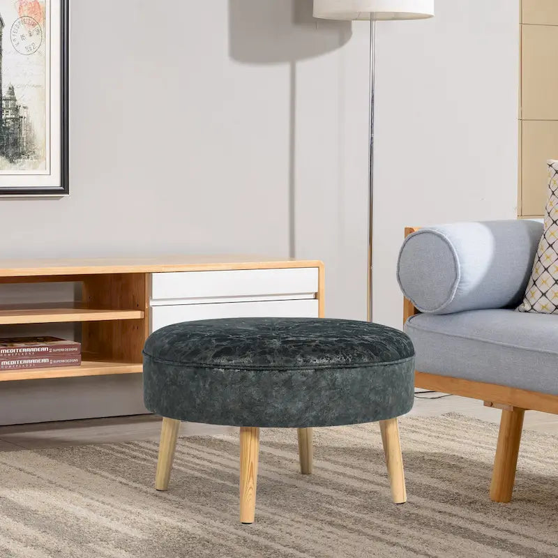 Pouf rond touffeté en tissu Adeco Carrington Juttersbo