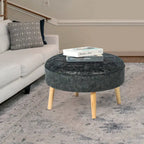 Pouf rond touffeté en tissu Adeco Carrington Juttersbo