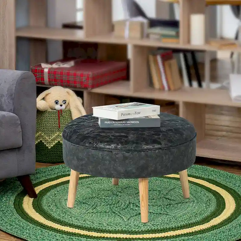 Pouf rond touffeté en tissu Adeco Carrington Juttersbo