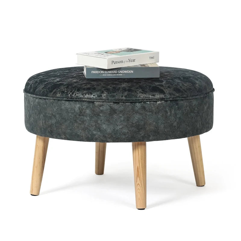 Pouf rond touffeté en tissu Adeco Carrington Juttersbo