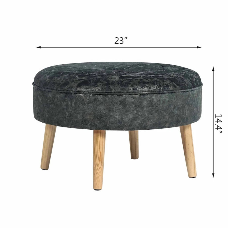 Pouf rond touffeté en tissu Adeco Carrington Juttersbo