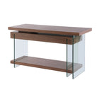 Bureau en bois rotatif en verre et placage de noyer Somette