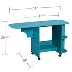 Table à couture/station d'artisanat roulante extensible Eastwick de SEI Furniture - Turquoise