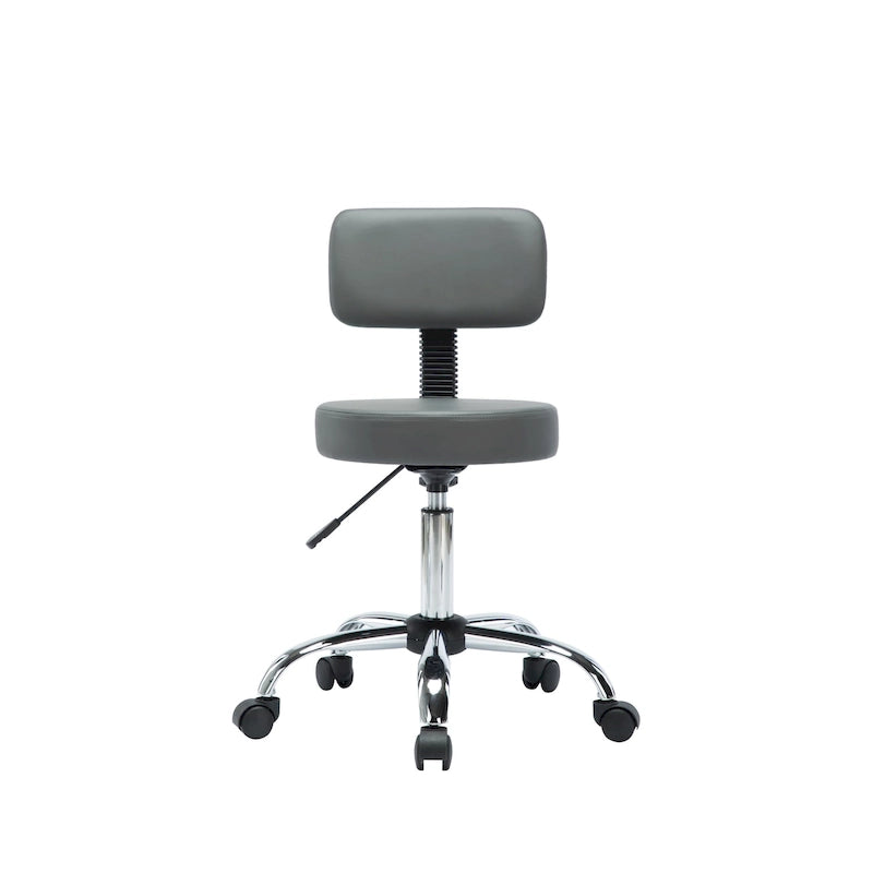 Tabouret de travail roulant réglable avec siège en similicuir et repose-pieds pliable, tabouret polyvalent pour bureau à domicile, coiffeuse,