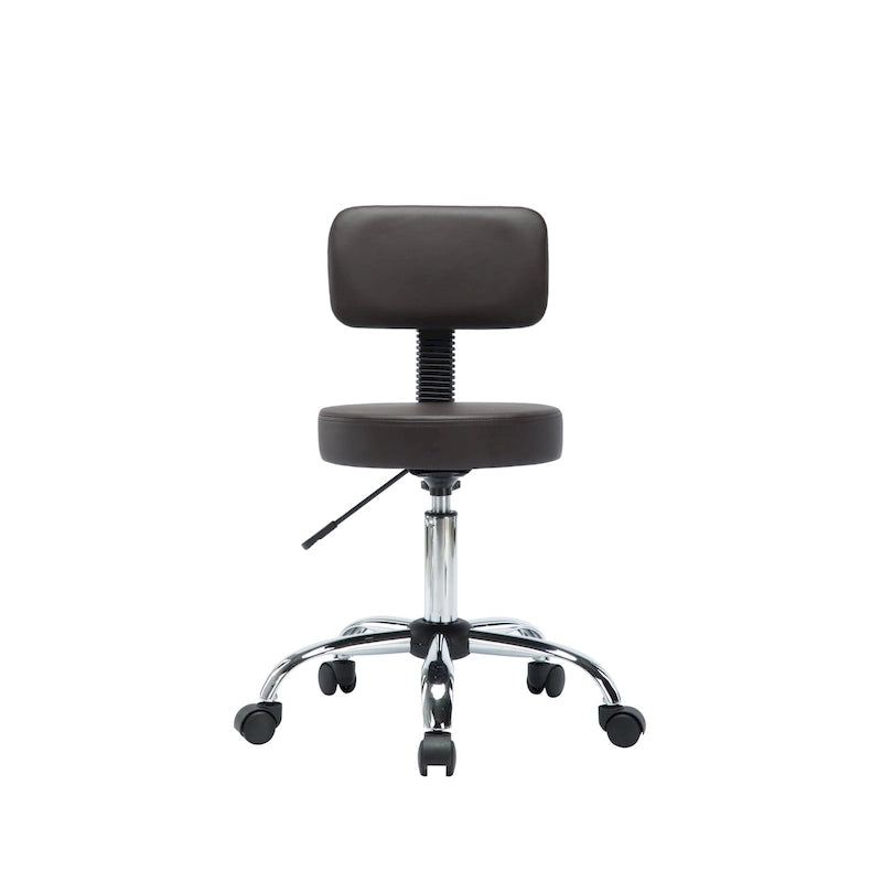 Tabouret de travail roulant réglable avec siège en similicuir et repose-pieds pliable, tabouret polyvalent pour bureau à domicile, coiffeuse,