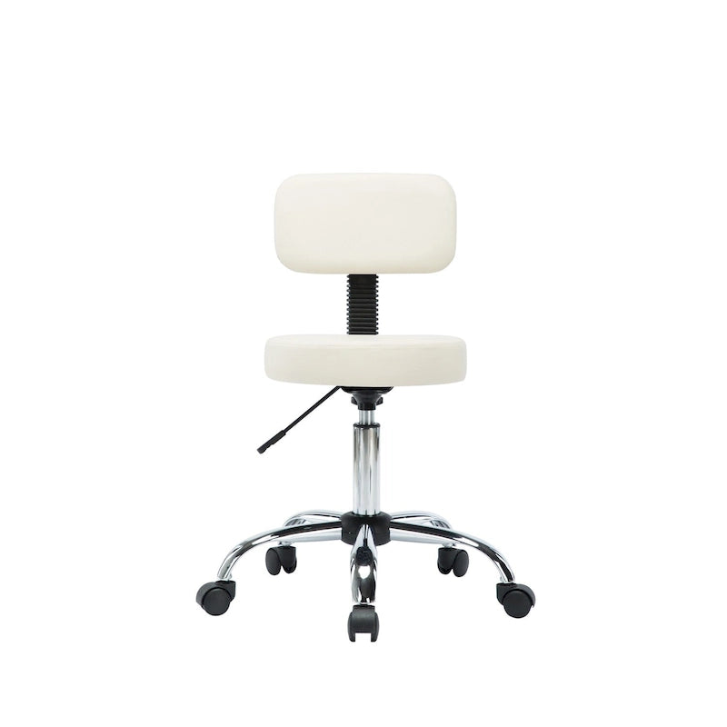 Tabouret de travail roulant réglable avec siège en similicuir et repose-pieds pliable, tabouret polyvalent pour bureau à domicile, coiffeuse,