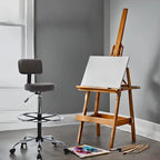 Tabouret de travail roulant réglable avec siège en similicuir et repose-pieds pliable, tabouret polyvalent pour bureau à domicile, coiffeuse,