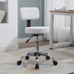 Tabouret de travail roulant réglable avec siège en similicuir et repose-pieds pliable, tabouret polyvalent pour bureau à domicile, coiffeuse,
