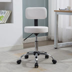 Tabouret de travail roulant réglable avec siège en similicuir et repose-pieds pliable, tabouret polyvalent pour bureau à domicile, coiffeuse,