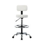Tabouret de travail roulant réglable avec siège en similicuir et repose-pieds pliable, tabouret polyvalent pour bureau à domicile, coiffeuse,