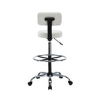 Tabouret de travail roulant réglable avec siège en similicuir et repose-pieds pliable, tabouret polyvalent pour bureau à domicile, coiffeuse,