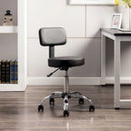 Tabouret de travail roulant réglable avec siège en similicuir et repose-pieds pliable, tabouret polyvalent pour bureau à domicile, coiffeuse,