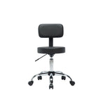 Tabouret de travail roulant réglable avec siège en similicuir et repose-pieds pliable, tabouret polyvalent pour bureau à domicile, coiffeuse,