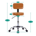Tabouret de travail roulant réglable avec siège en similicuir et repose-pieds pliable, tabouret polyvalent pour bureau à domicile, coiffeuse,