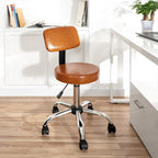 Tabouret de travail roulant réglable avec siège en similicuir et repose-pieds pliable, tabouret polyvalent pour bureau à domicile, coiffeuse,
