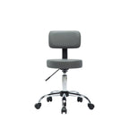 Tabouret de travail roulant réglable avec siège en similicuir et repose-pieds pliable, tabouret polyvalent pour bureau à domicile, coiffeuse,