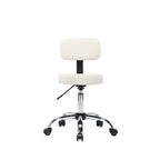 Tabouret de travail roulant réglable avec siège en similicuir et repose-pieds pliable, tabouret polyvalent pour bureau à domicile, coiffeuse,