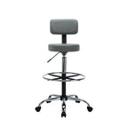 Tabouret de travail roulant réglable avec siège en similicuir et repose-pieds pliable, tabouret polyvalent pour bureau à domicile, coiffeuse,