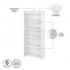 Bibliothèque à 5 étagères Fairview Blanc antique - Antique - 29.57L x 12.09W x 68.94H