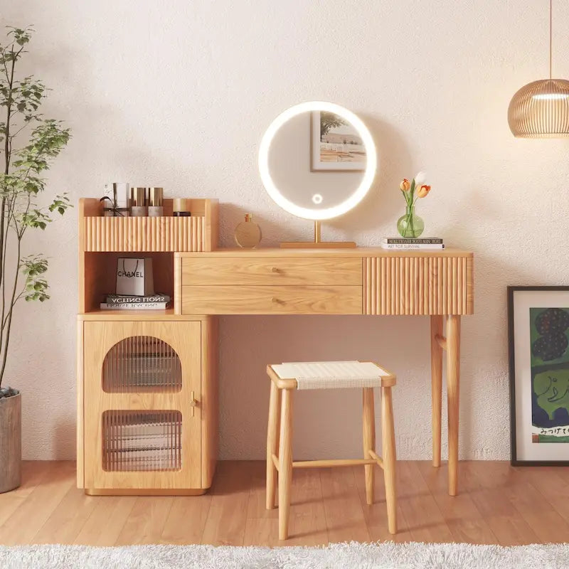 JASIWAY Coiffeuse avec 3 tiroirs, en bois